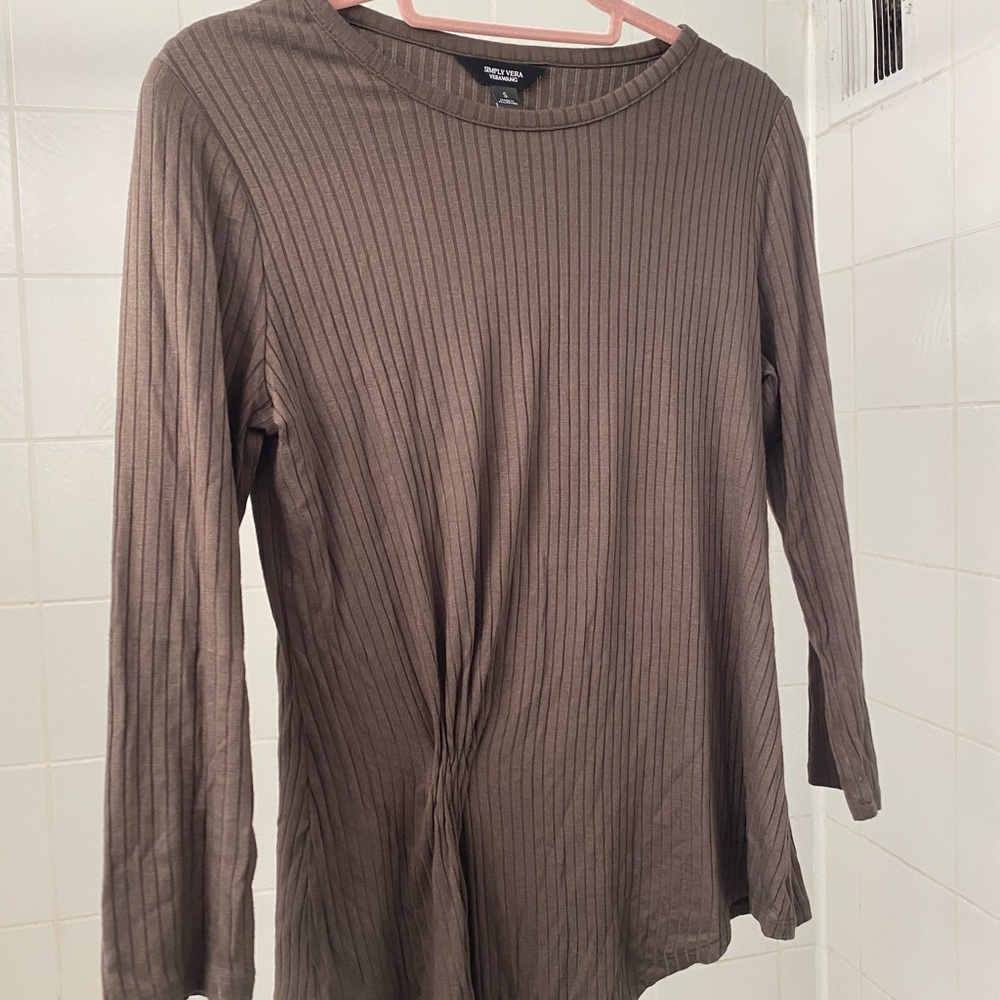 🔵Olive ribbed side-cinched top